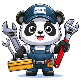 Panda mechanic holding tools